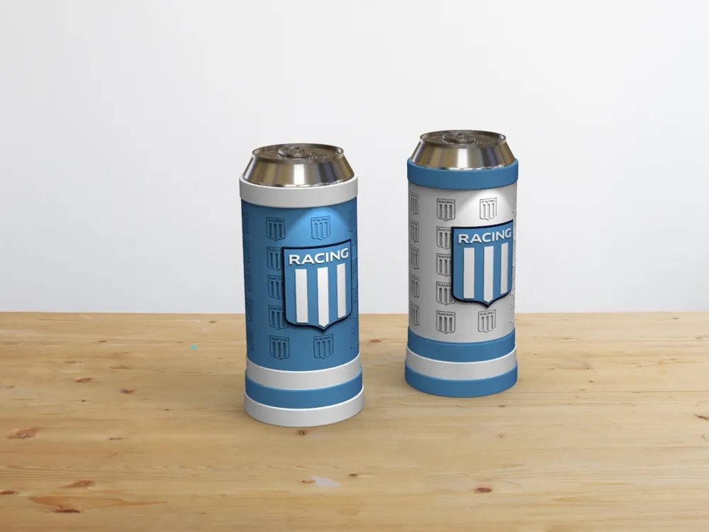 Porta Latas RACING DE AVELLANEDA 🏆 ¡Tu pasión en cada detalle! 🔴⚪ 3