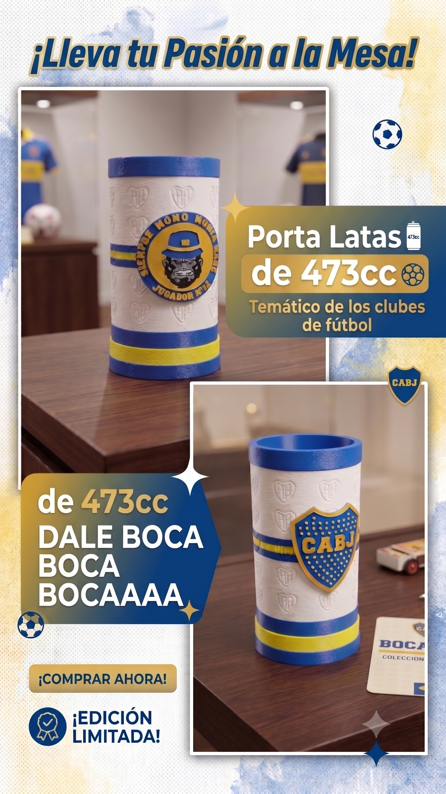 Porta Latas BOCA JUNIORS🏆 ¡Tu pasión en cada detalle! 🔴⚪ 2